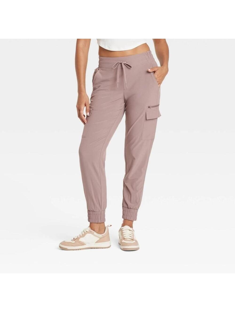 Women's Active Light Mid-Rise Cargo Joggers - All in Motion™ Brown L - Picture 1 of 1